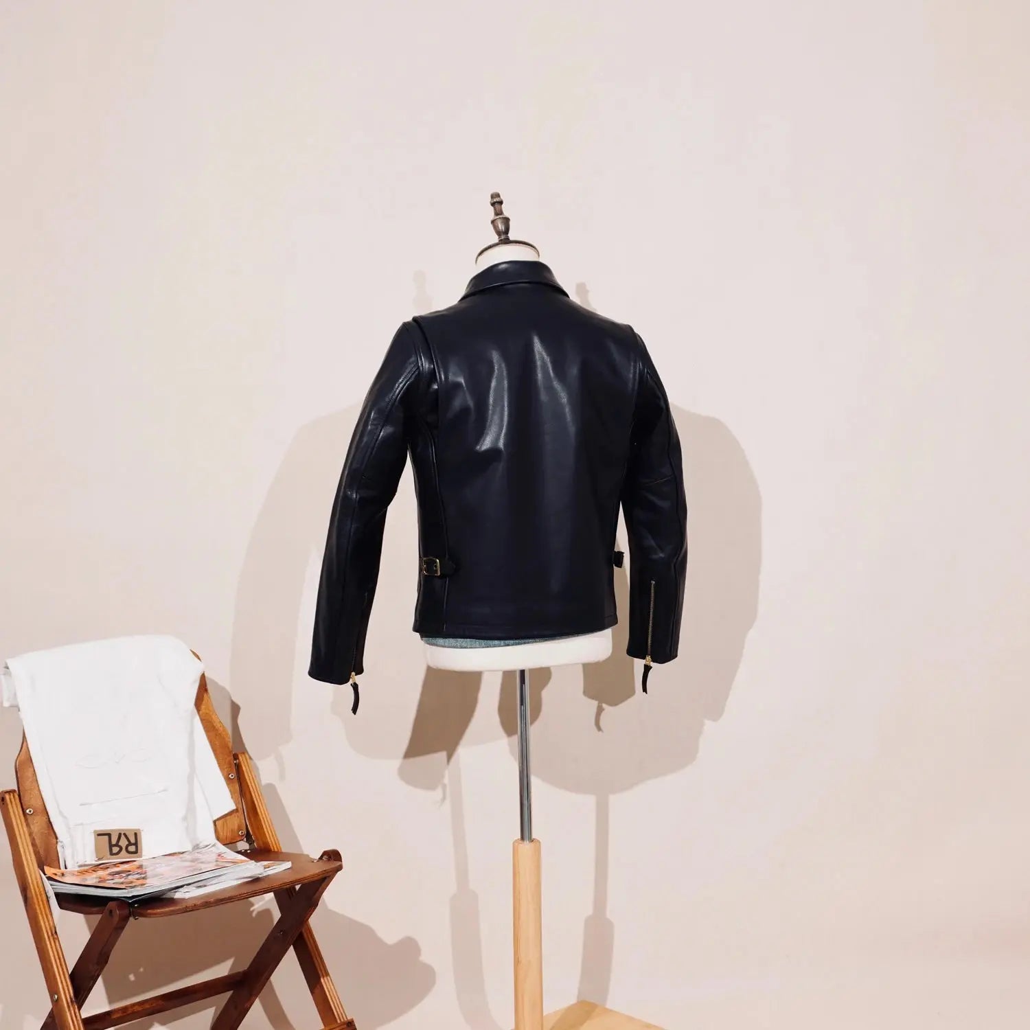 Tailor Brando Scho*t 689H Classic 1930s Full-Grain Vegetable-Tanned Horsehide Men's Genuine Leather Motorcycle Jacket Tailor Brando