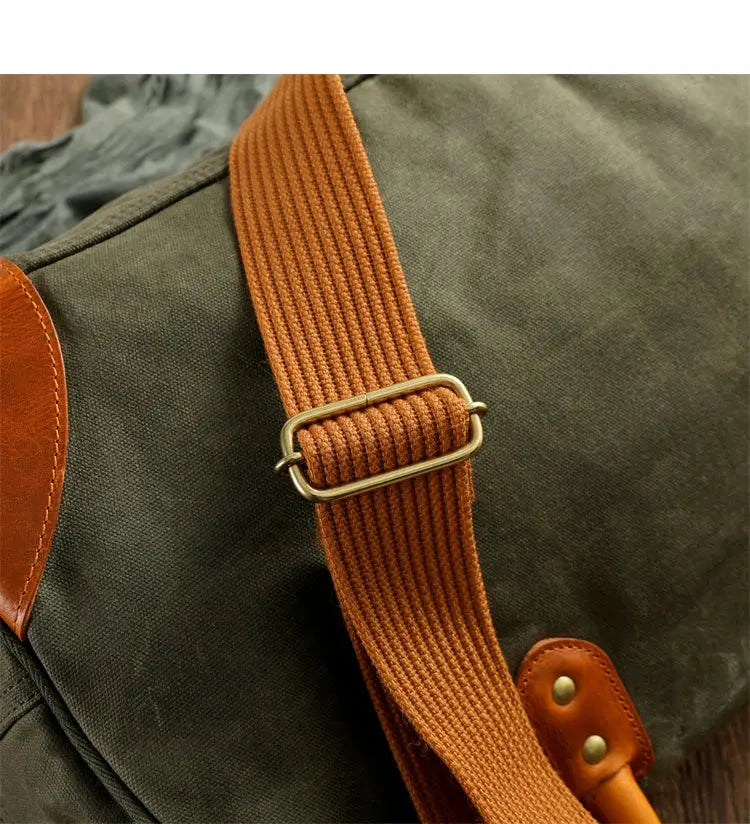 Tailor Brando Waxed Canvas & Waxed Leather Travel Bag Large Capacity 48x32x20cm Splash-Resistant Men's Vintage Tote/Shoulder Bag Tailor Brando