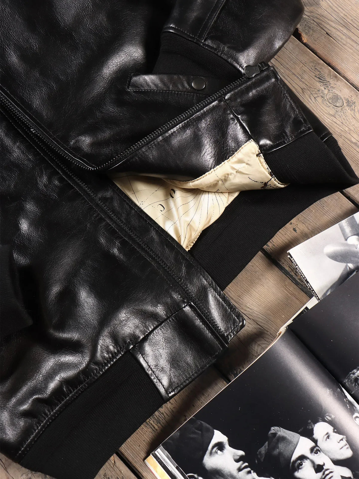 Tailor Brando Full-Grain Cowhide American Vintage B15 Men's Classic Lapel Genuine Leather Bomber Jacket Tailor Brando