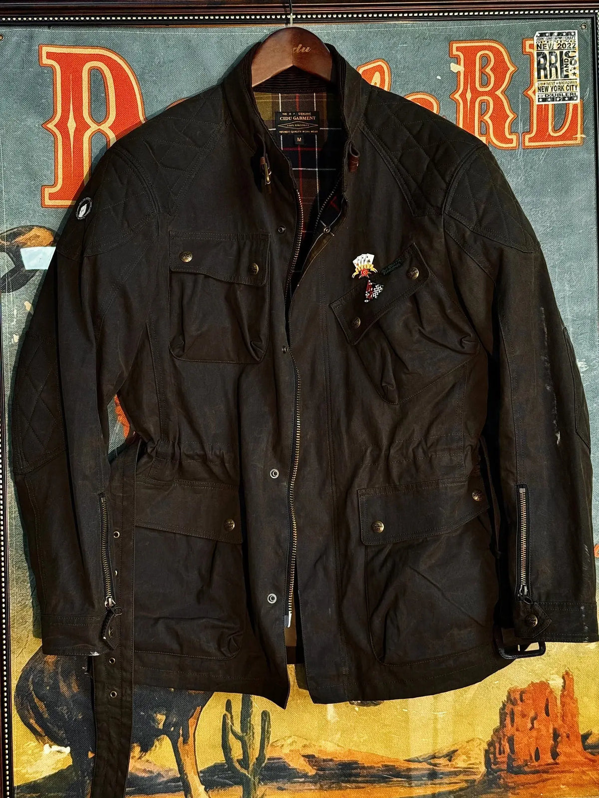 Tailor Brando American Vintage 100% Cotton Waxed Canvas Mid-Length Men's Classic Waterproof Insulated Safari Jacket Tailor Brando