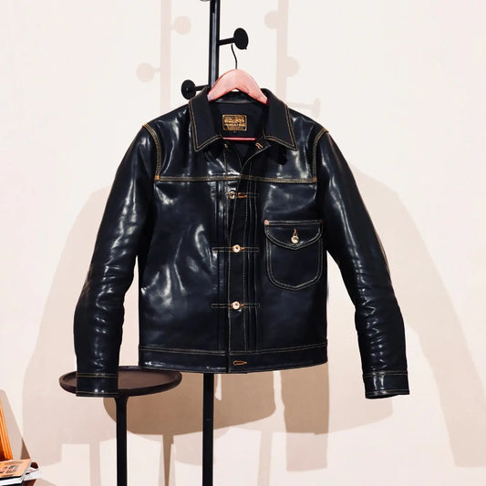 Tailor Brando Full-Grain Vegetable-Tanned Horsehide 506XX American Vintage Classic Genuine Leather Denim Jacket Tailor Brando
