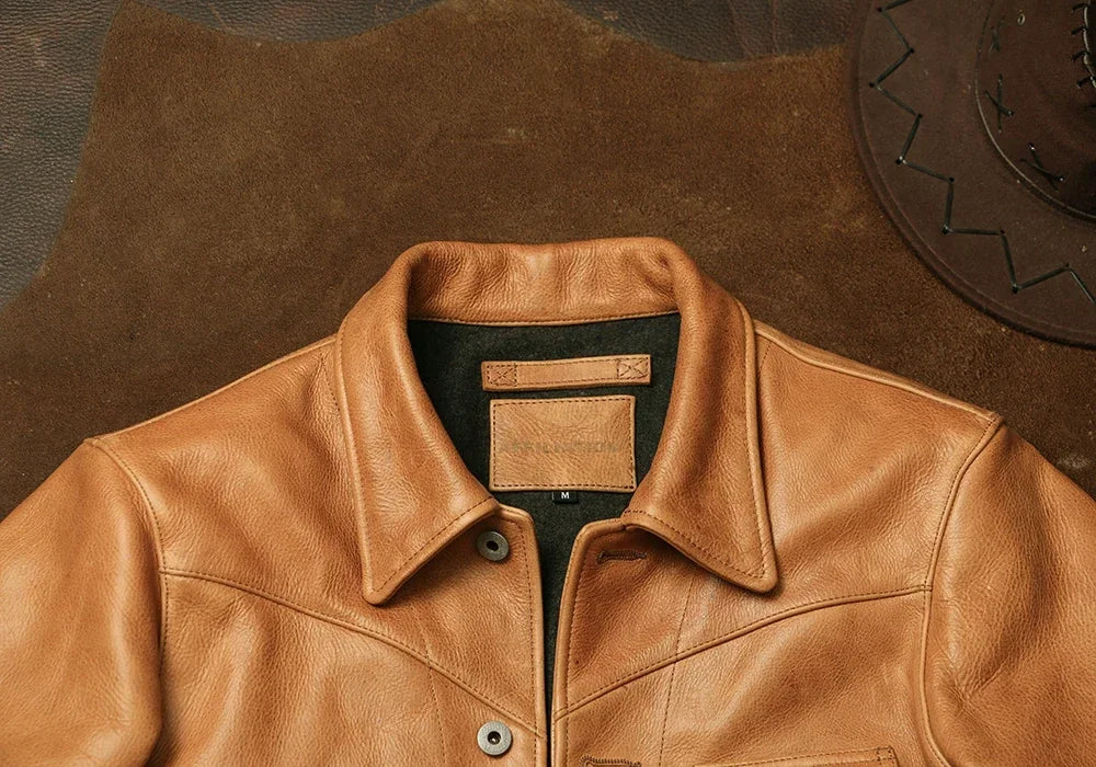 Tailor Brando RL American vintage leather jacket 1.7mm thick soft batik rosin cowhide leather jacket click work leather jacket