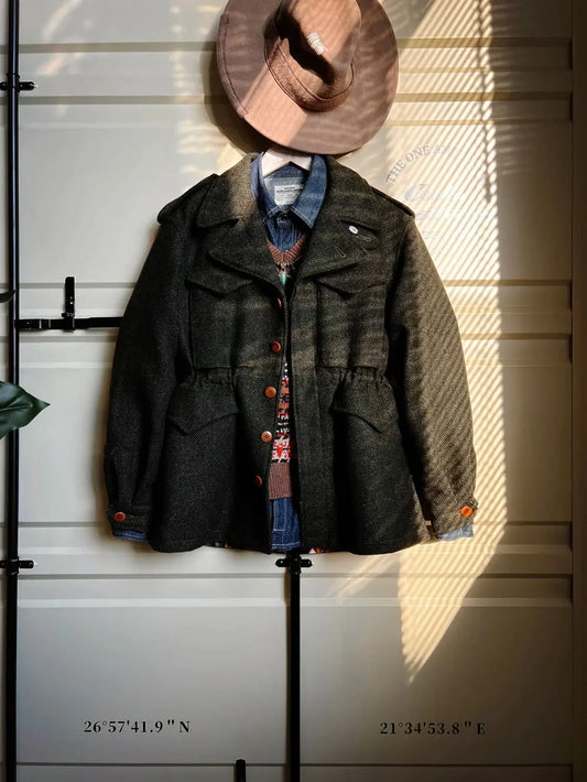 Tailor Brando Classic Vintage Workwear Wool M43 Field Jacket Men's Short Trench Coat Jacket Tailor Brando