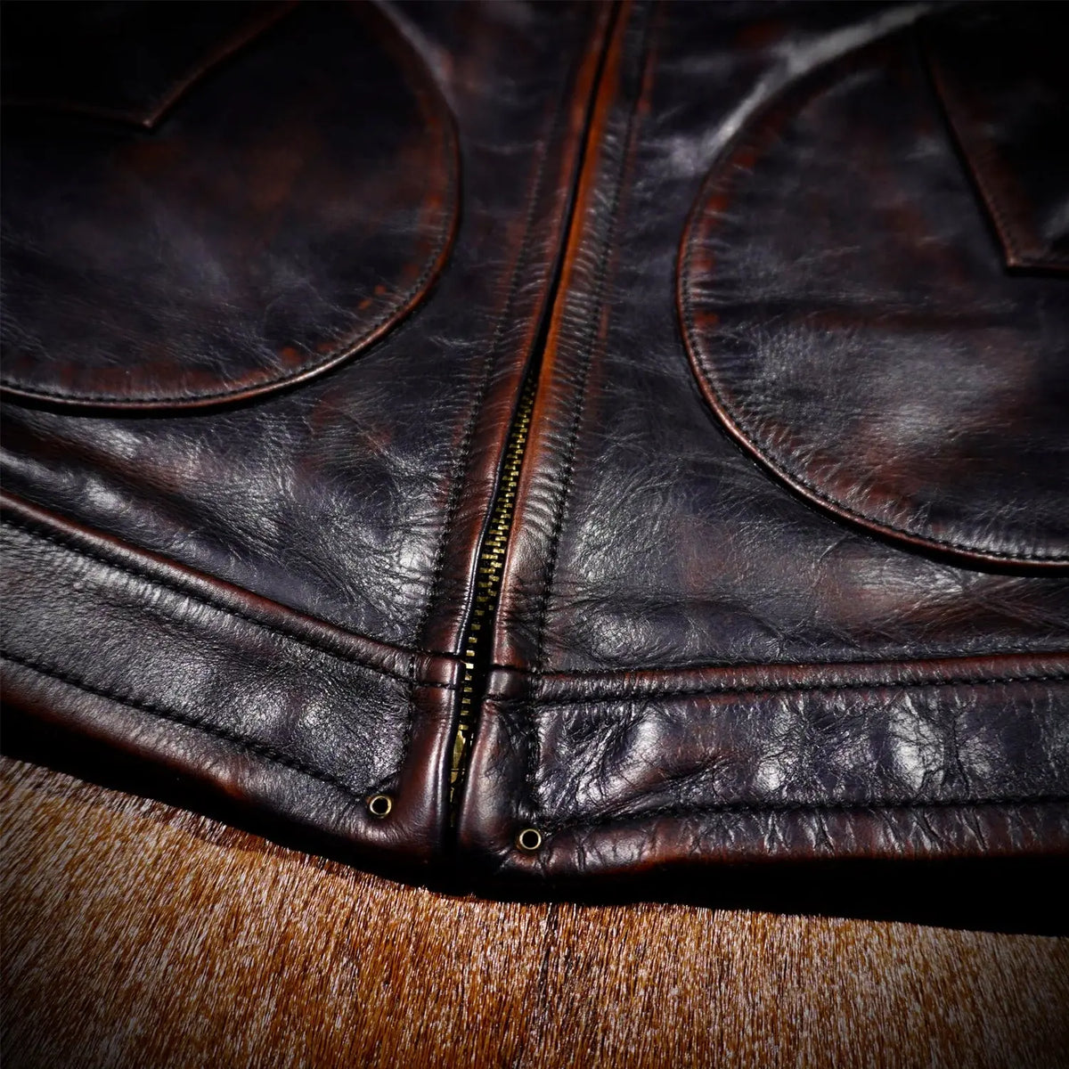 Tailor Brando Classic American Vintage Mendoza Full-Grain Tea-Core Horsehide Men's Genuine Leather Motorcycle Jacket Tailor Brando