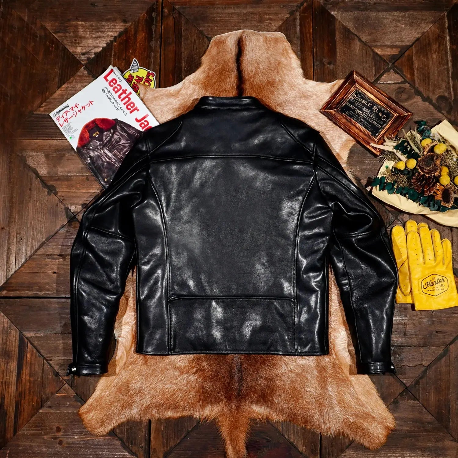 Tailor Brando Full-Grain Vegetable-Tanned Horsehide Men's Classic Stand-Up Collar J100 Genuine Leather Biker Jacket Tailor Brando