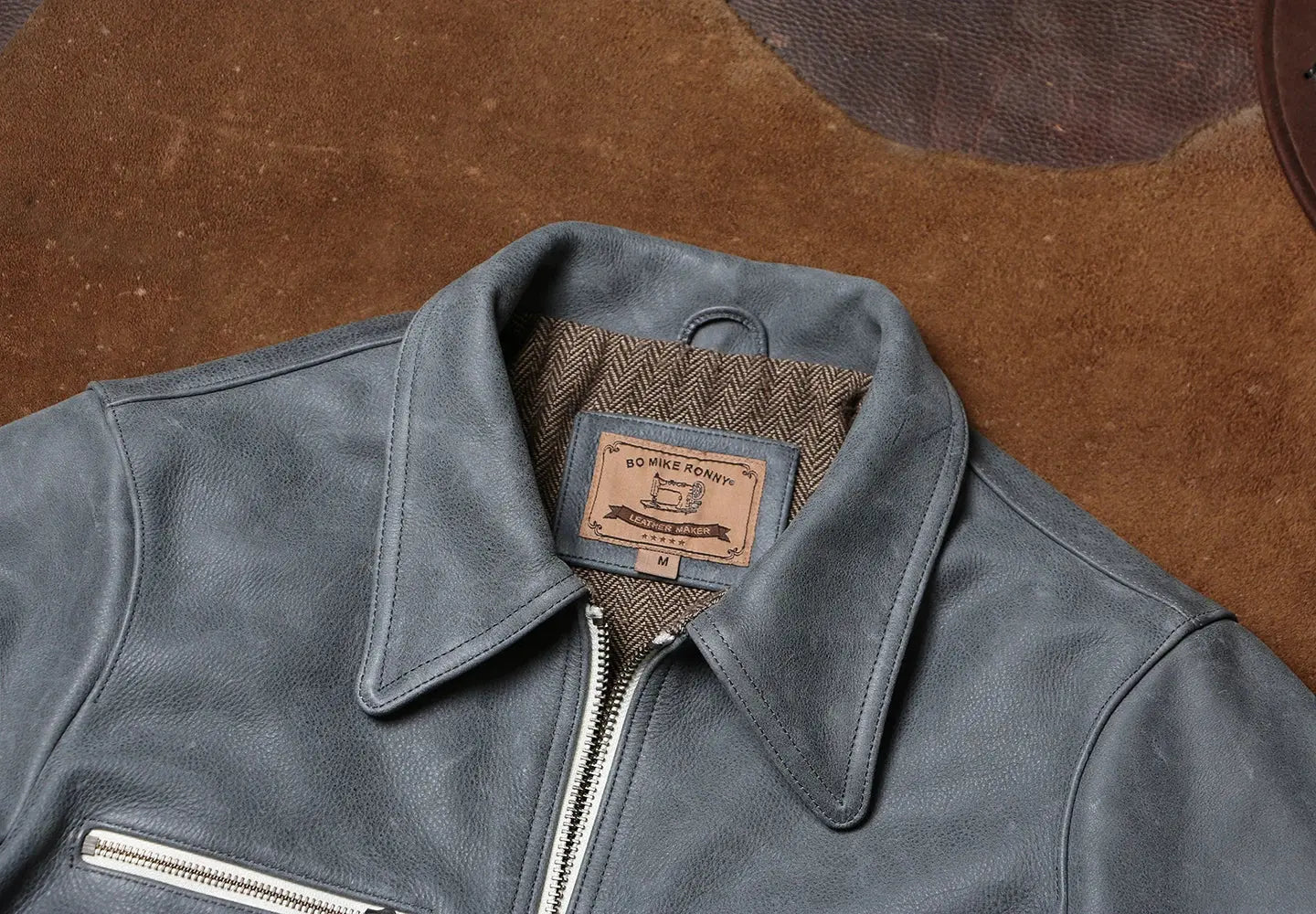 Tailor Brando Full-Grain Cowhide Men's Classic Hartmann Short Aviator Leather Jacket Tailor Brando
