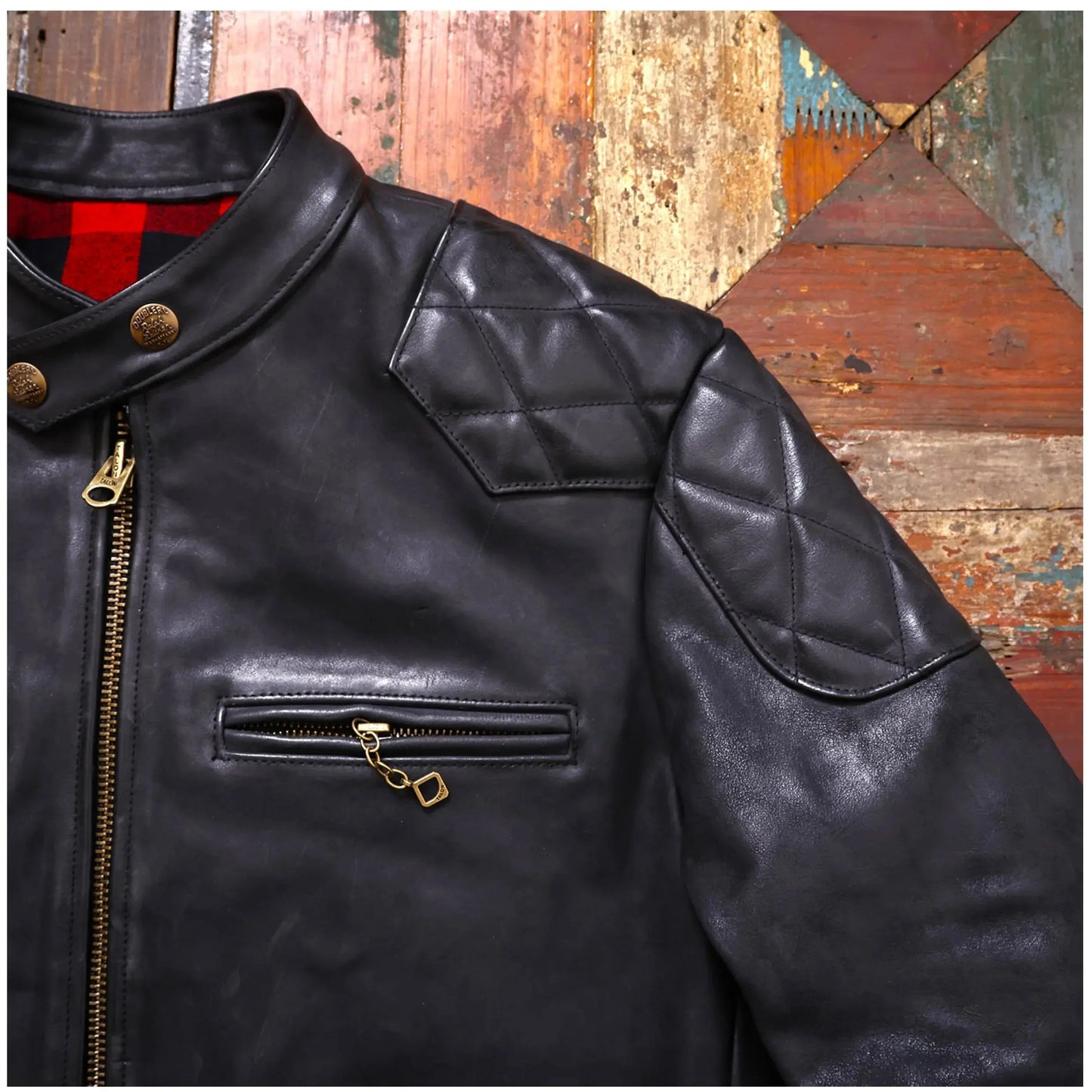 Tailor Brando Uncoated Brushed Wash Cowhide Men's Stand Collar Genuine Leather Biker Jacket Tailor Brando