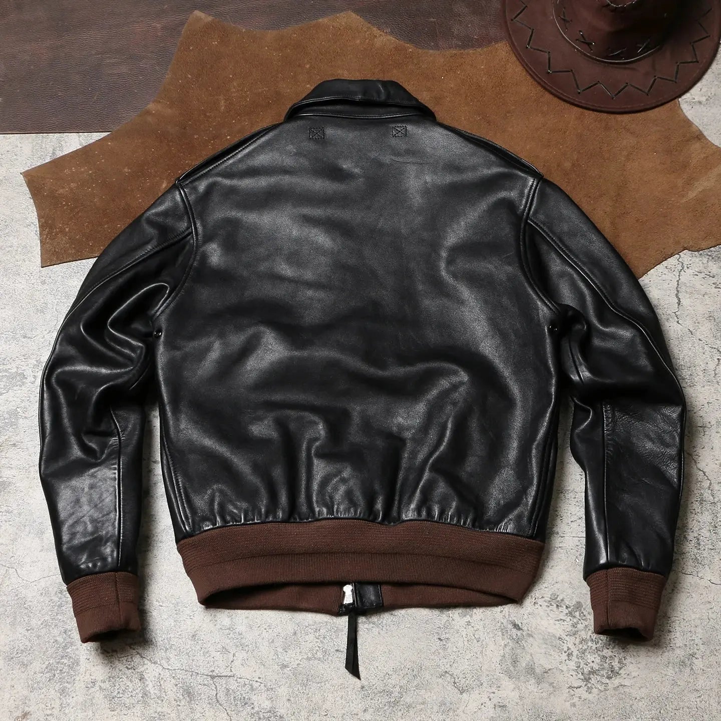 Tailor Brando McQu*en's Escape A2 Full Grain Waxed Plant Tanned Men's Genuine Leather Aviator Jacket Tailor Brando