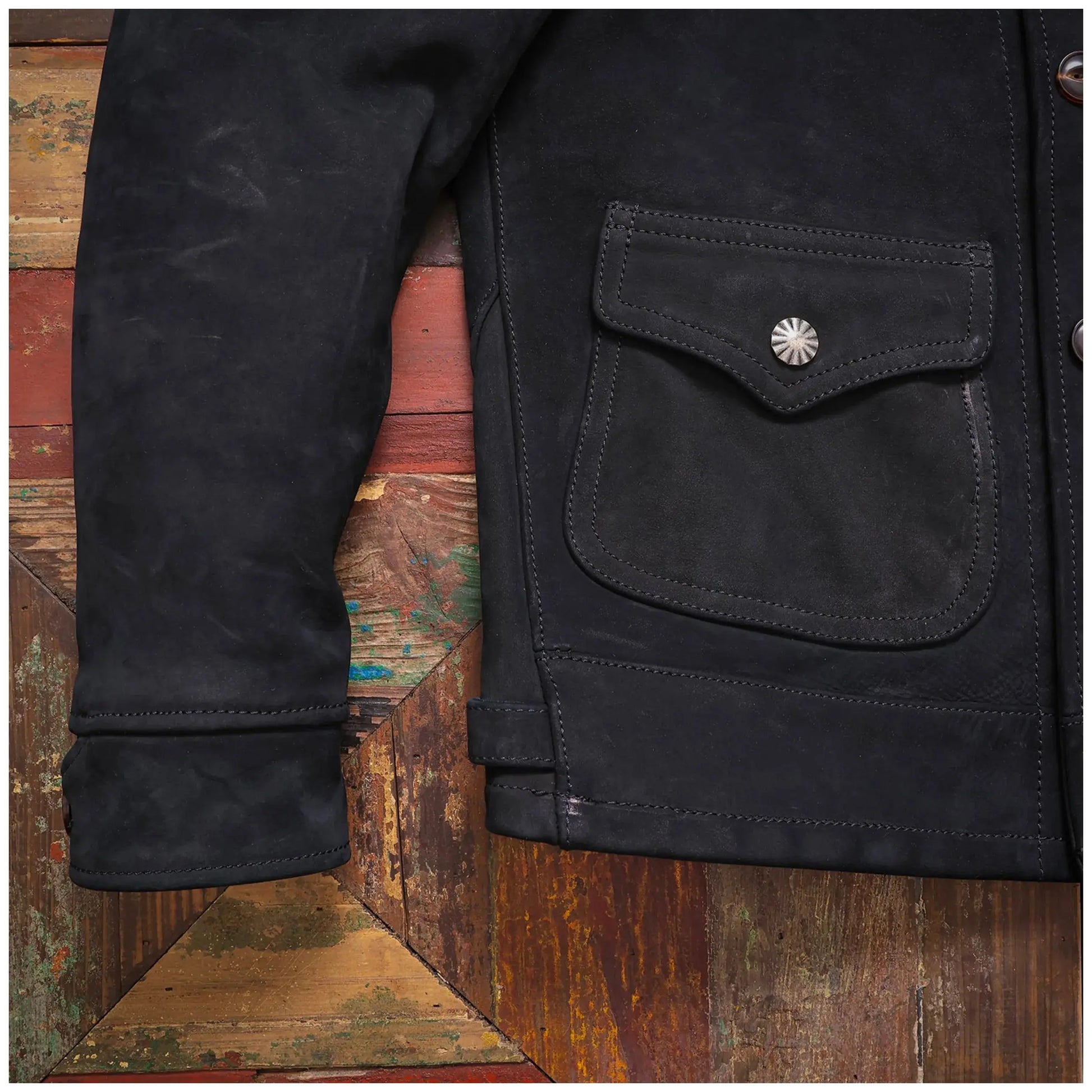 Tailor Brando Uncoated Brushed Cowhide American Western-Style Lapel Men's Genuine Leather Denim Jacket Tailor Brando