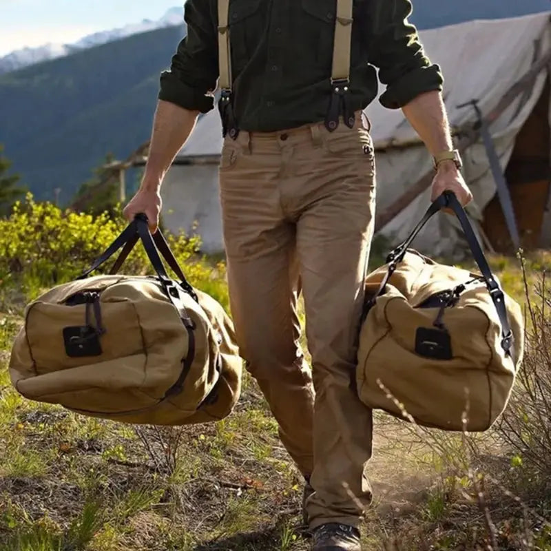 Tailor Brando American Vintage 70222 Heavyweight Oil-Waxed Canvas Travel Bag Large Capacity 58*33*28cm Handheld Shoulder Bag Tailor Brando