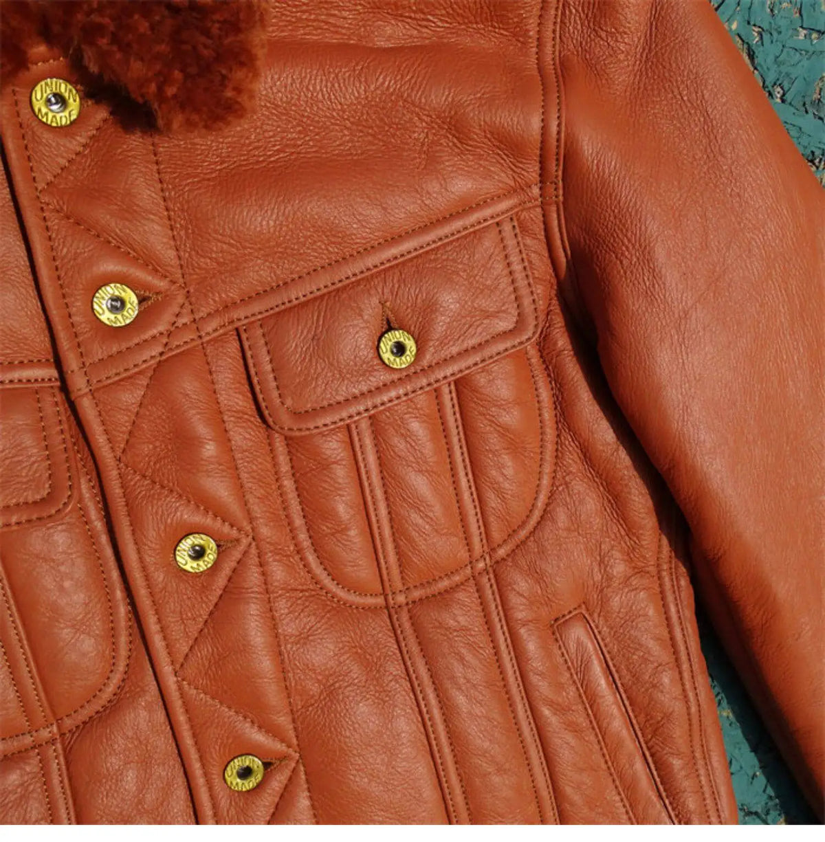 Tailor Brando Authentic Shearling American Retro Western Style Thickened Winter Warm Genuine Leather Denim Jacket Tailor Brando
