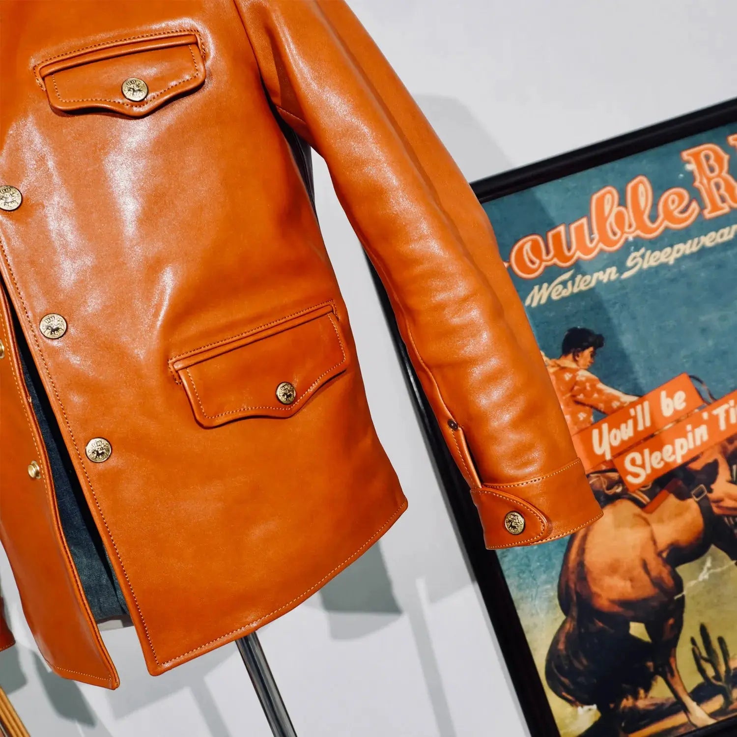 Tailor Brando Italian Vegetable-tanned Horsehide Classic American Retro Brakeman Genuine Leather Work Jacket Tailor Brando