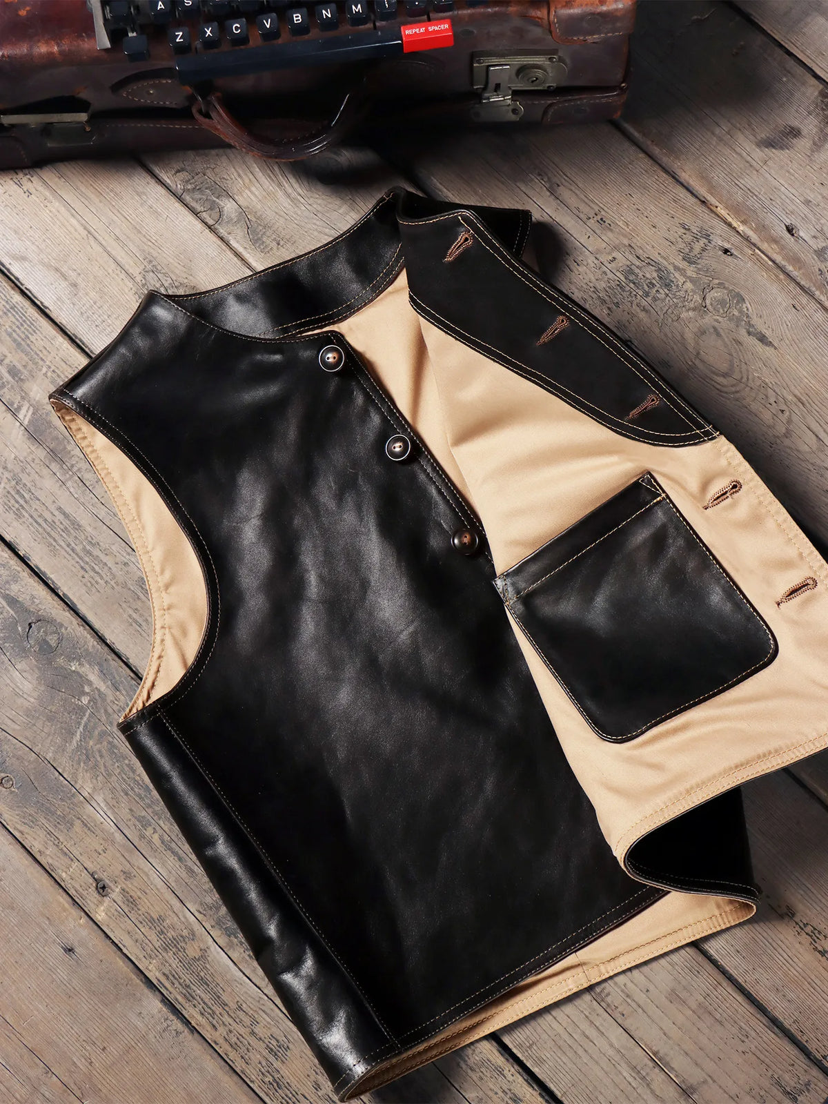 Tailor Brando 1.2mm Teacore Horsehide American Retro Men's Distressed Genuine Leahter Vest Tailor Brando