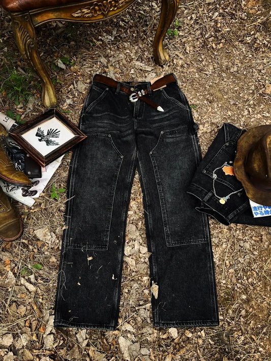 Tailor Brando B01 Lumberjack Pants 12.8OZ Denim YKK Zipper Washed Distressed Vintage Men's Jeans Tailor Brando