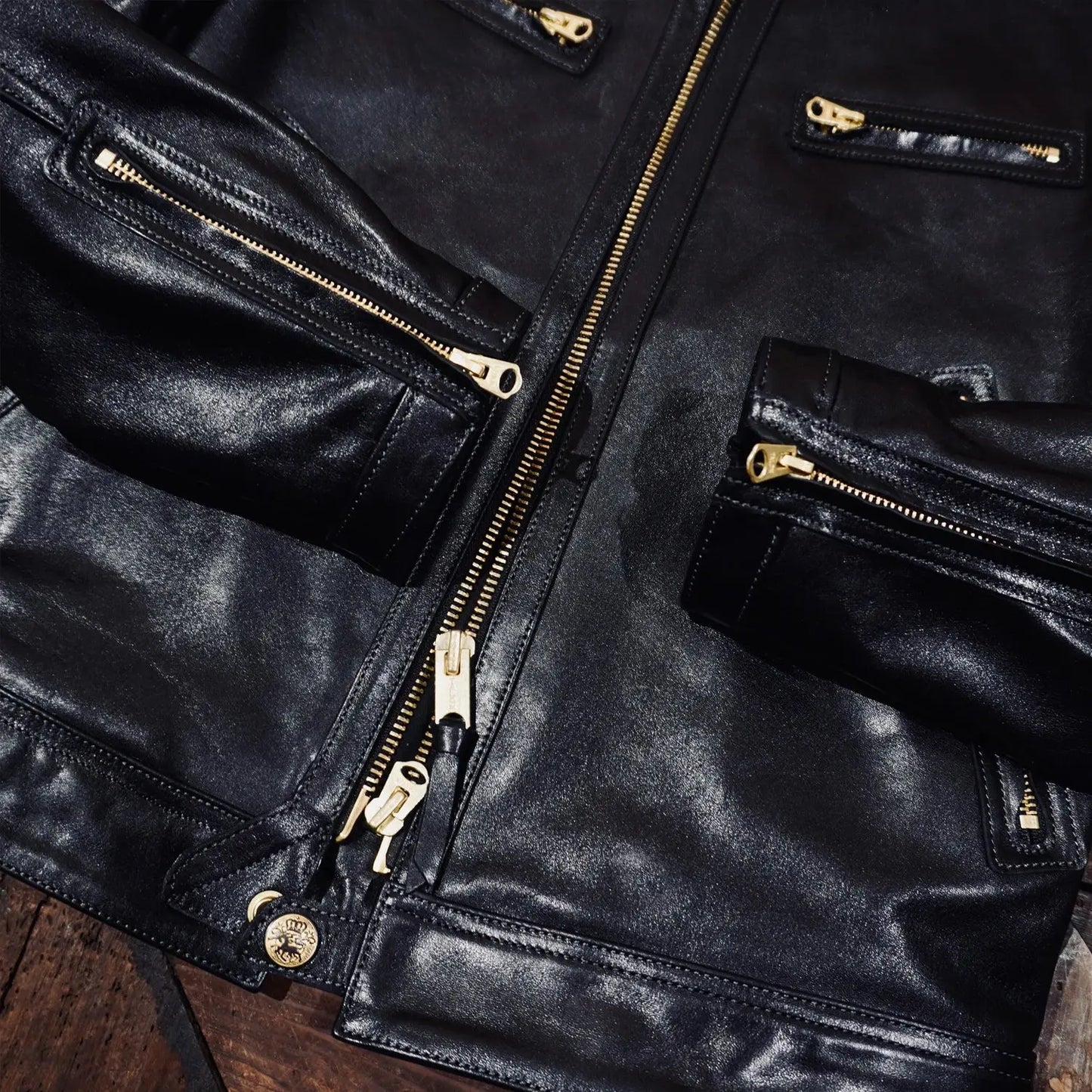 Tailor Brando Full-Grain Vegetable-Tanned Horsehide Classic J100 Men's Stand-Up Collar Motorcycle Genuine Leather Jacket Tailor Brando