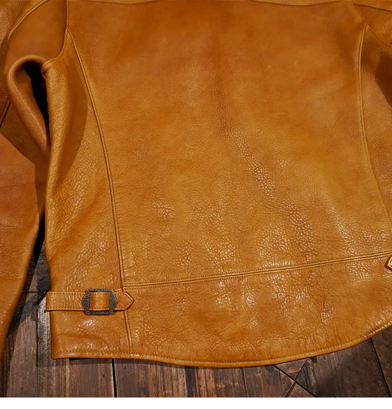 Tailor Brando JS02 Replica Full-Grain Water-Dyed Cowhide American Vintage Men's Genuine Leather Biker Jacket Tailor Brando
