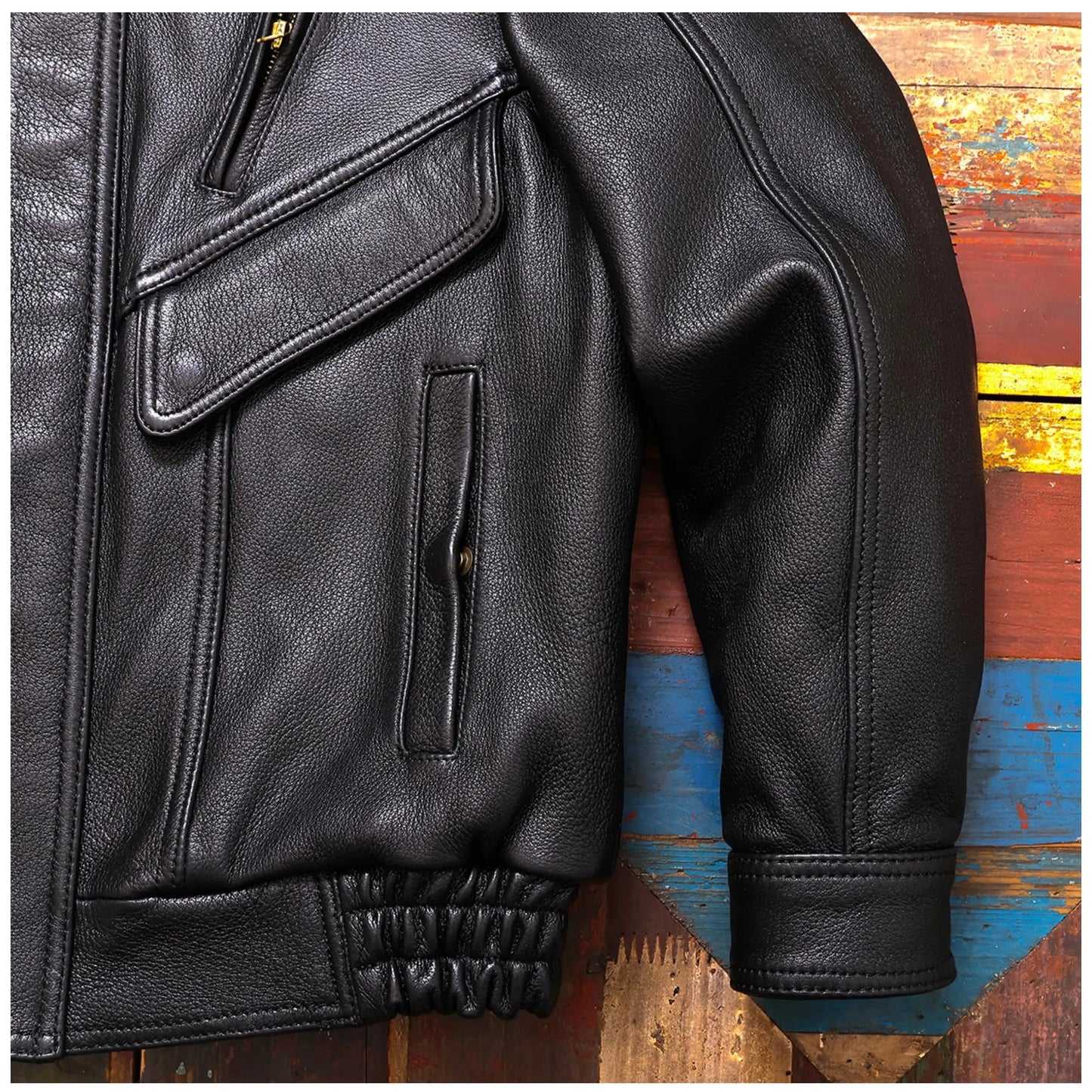 Tailor Brando Vegetable-Tanned Goatskin Men's Oversize A2 Aviator Genuine Leather Jacket Tailor Brando