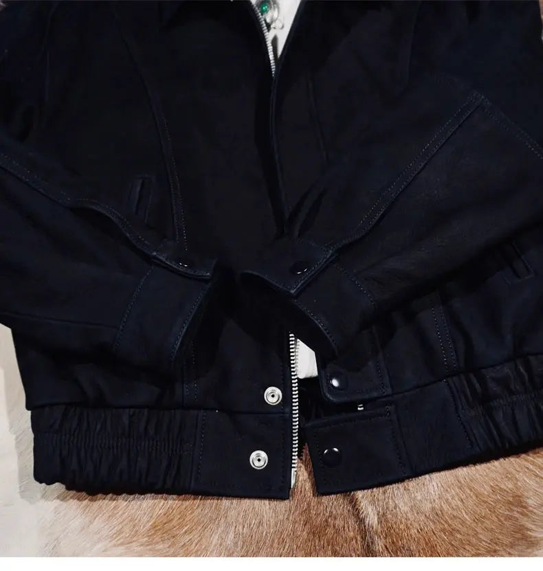Tailor Brando Brushed Cowhide 90s Vintage Oversized Short Men's Genuine Leather Jacket Tailor Brando