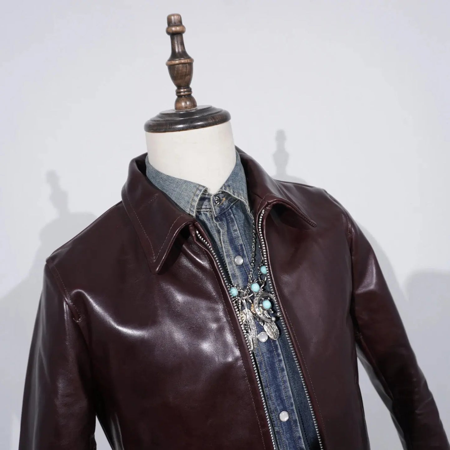 Tailor Brando Full-Grain Vegetable-Tanned Horsehide TWC716 Men's Classic 1930s Retro Genuine Leather Motorcycle Jacket Tailor Brando
