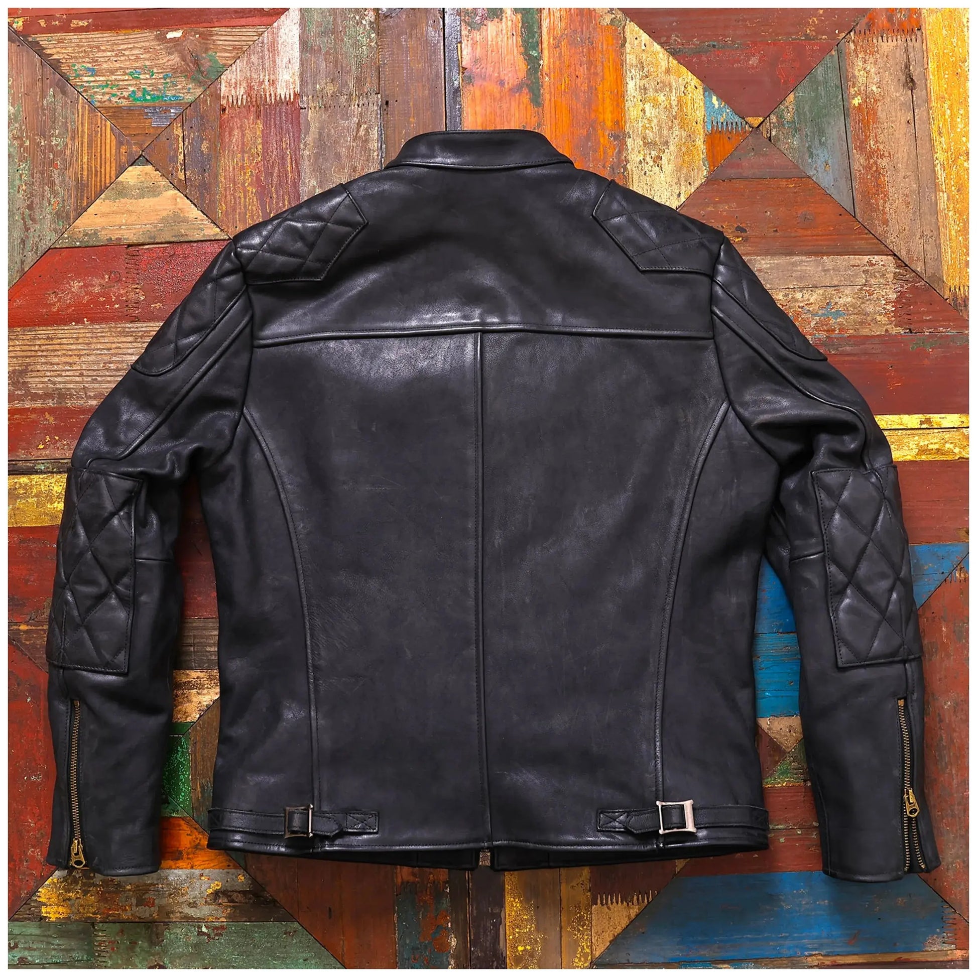 Tailor Brando Uncoated Brushed Wash Cowhide Men's Stand Collar Genuine Leather Biker Jacket Tailor Brando