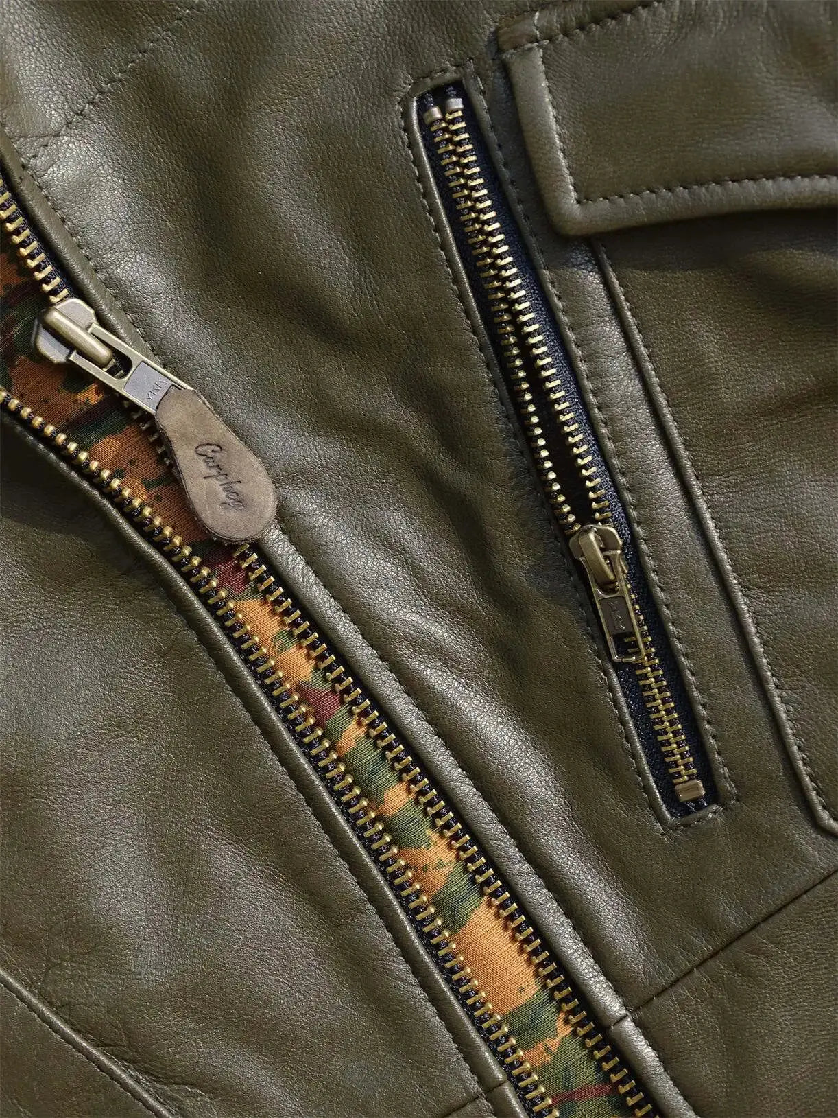 Tailor Brando Full Grain Goatskin Men's Genuine Leather Field Hooded Safari Jacket Tailor Brando