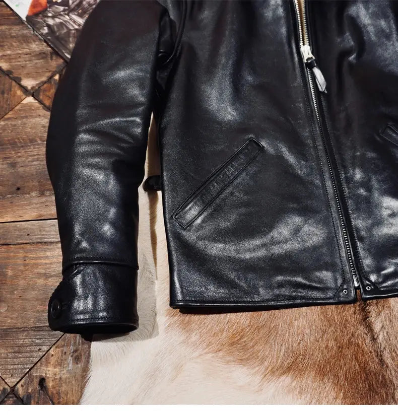 Tailor Brando Full-Grain Vegetable-Tanned Horsehide American Vintage Classic 1930s Men's Genuine Leather Biker Jacket TWC701&750 Tailor Brando