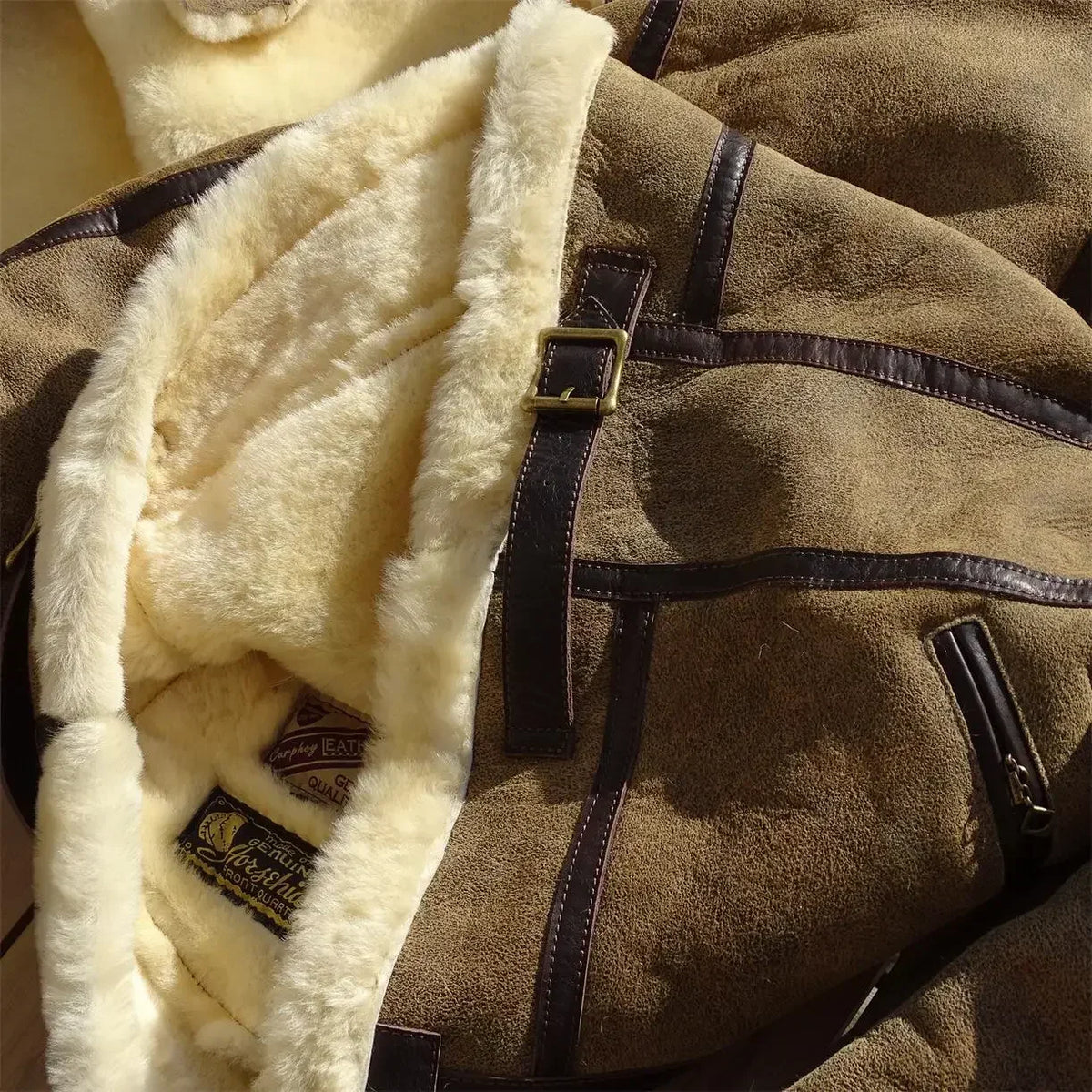 Tailor Brando Turkish Shearling & Vegetable-Tanned Batik Horsehide Classic B3 Genuine Fur Bomber Jacket Tailor Brando