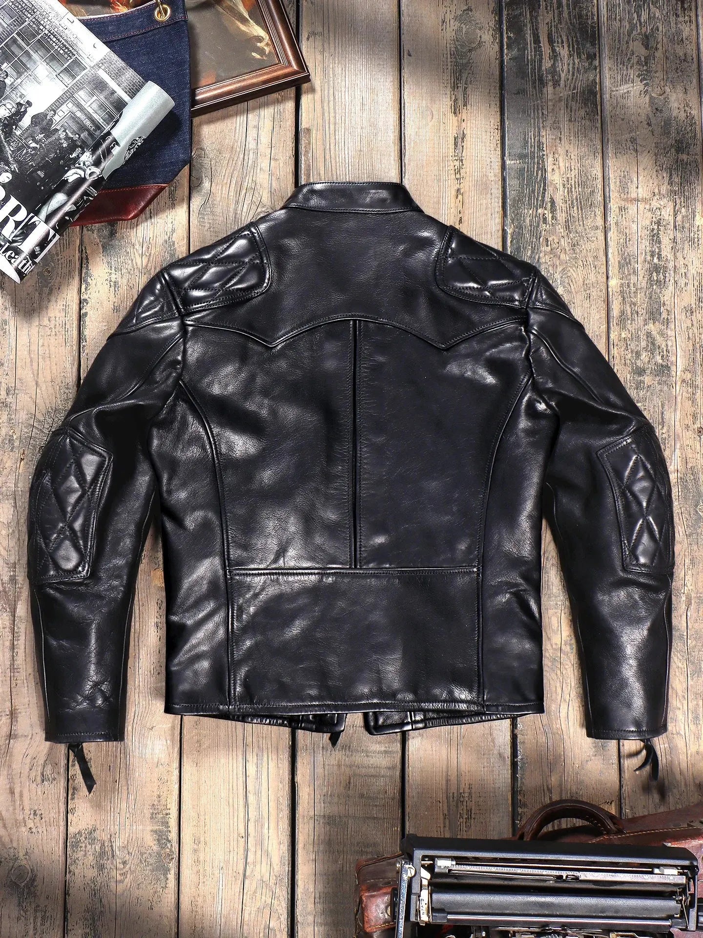 Tailor Brando 1.4mm Uncoated Vegetable-Tanned Calfskin Men's Classic Venom Retro Genuine Leather Motorcycle Jacket Tailor Brando