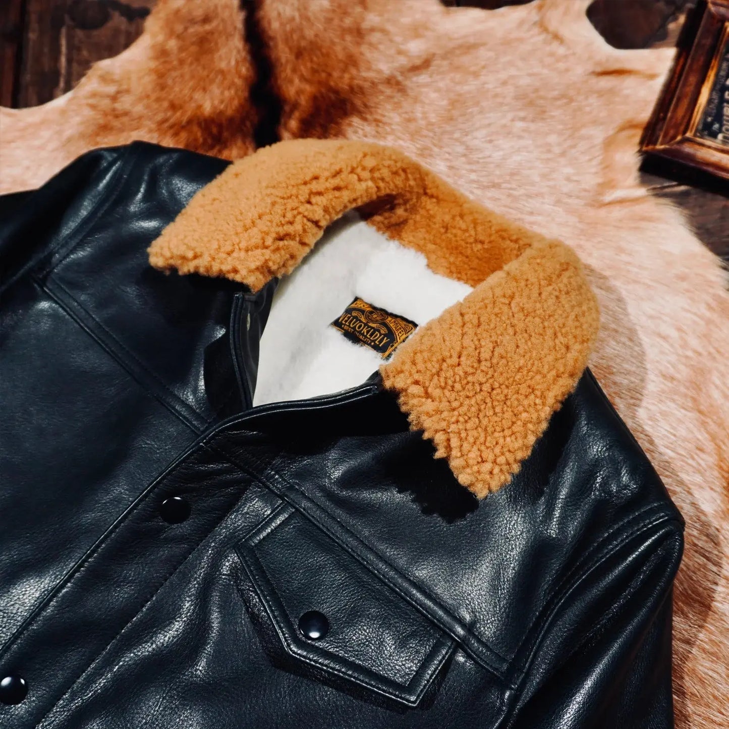 Tailor Brando Italian Water-Dyed Cowhide Men's Classic Trucker Winter Warmth Genuine Leather Jacket Tailor Brando