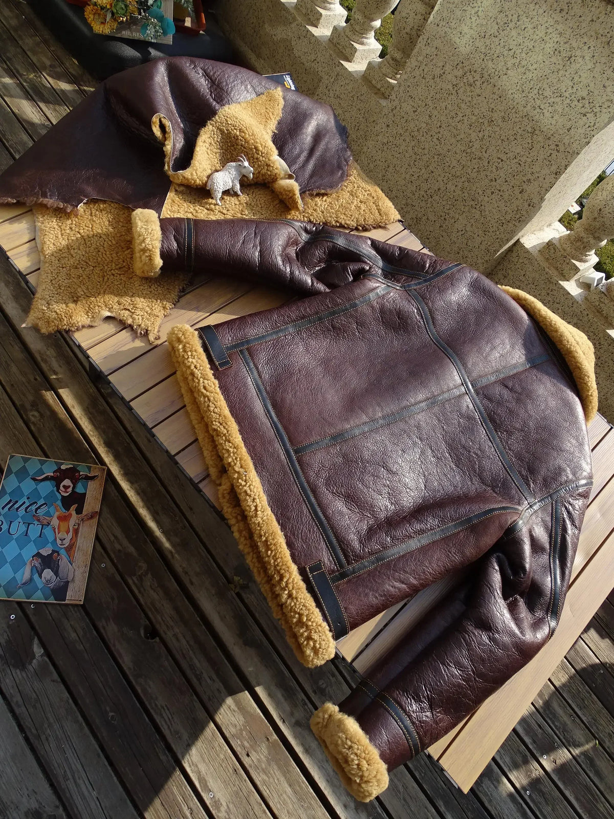 Tailor Brando Merino Shearling Vintage B3 Classic Genuine Fur Bomber Leather Jacket Tailor Brando