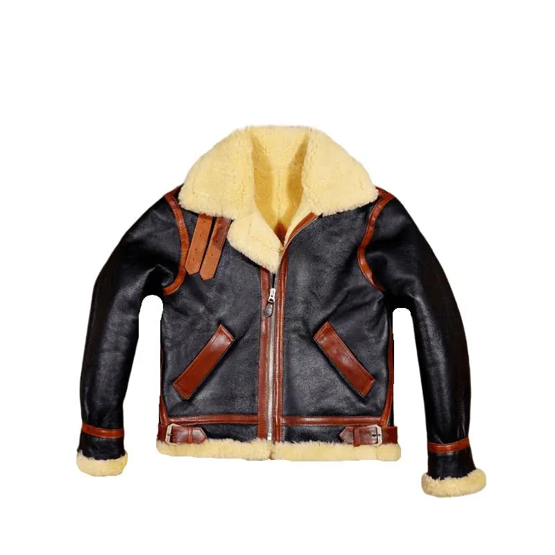 Tailor Brando Merino Shearling Men's Thickened B3 Bomber Jacket Winter Warmth Genuine Fur Jacket Tailor Brando