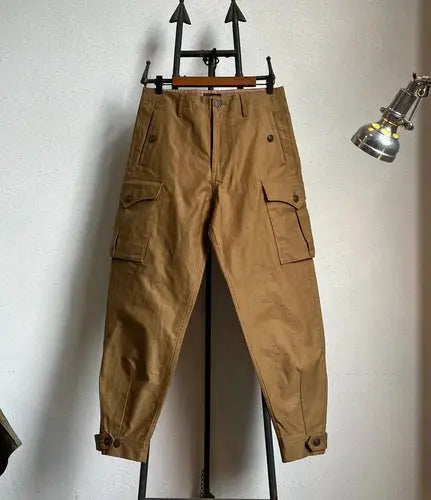 Tailor Brando 378g Heavyweight Ripstop Jungle Cloth Groundwear Trousers Vintage High Waist Drawstring Work Trousers Tailor Brando