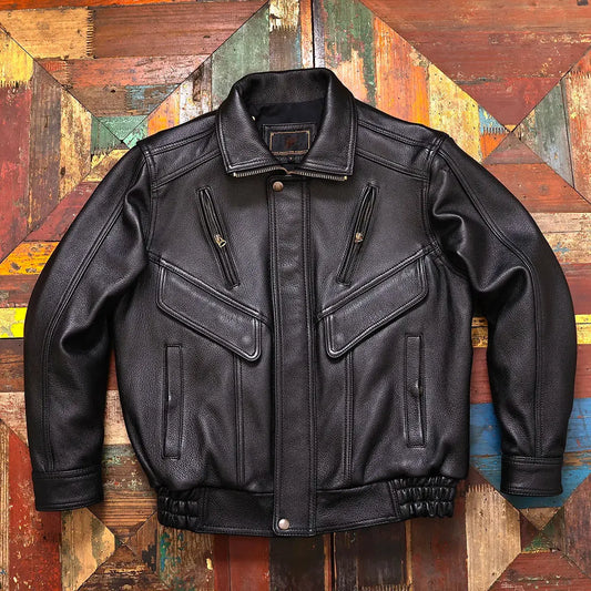 Tailor Brando Vegetable-Tanned Goatskin Men's Oversize A2 Aviator Genuine Leather Jacket Tailor Brando