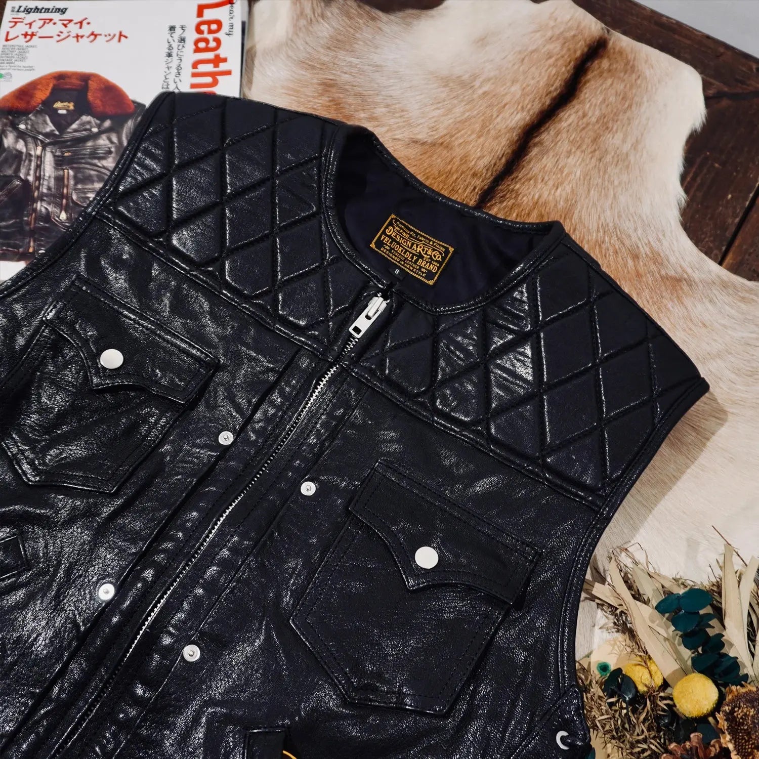 Tailor Brando American Retro Full Vegetable-Tanned Sheepskin Men's Genuine Leather Motorcycle Vest Tailor Brando