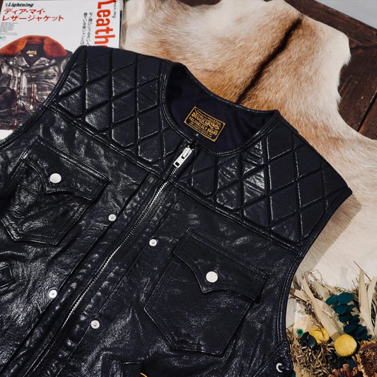 Tailor Brando American Retro Full Vegetable-Tanned Sheepskin Men's Genuine Leather Motorcycle Vest Tailor Brando