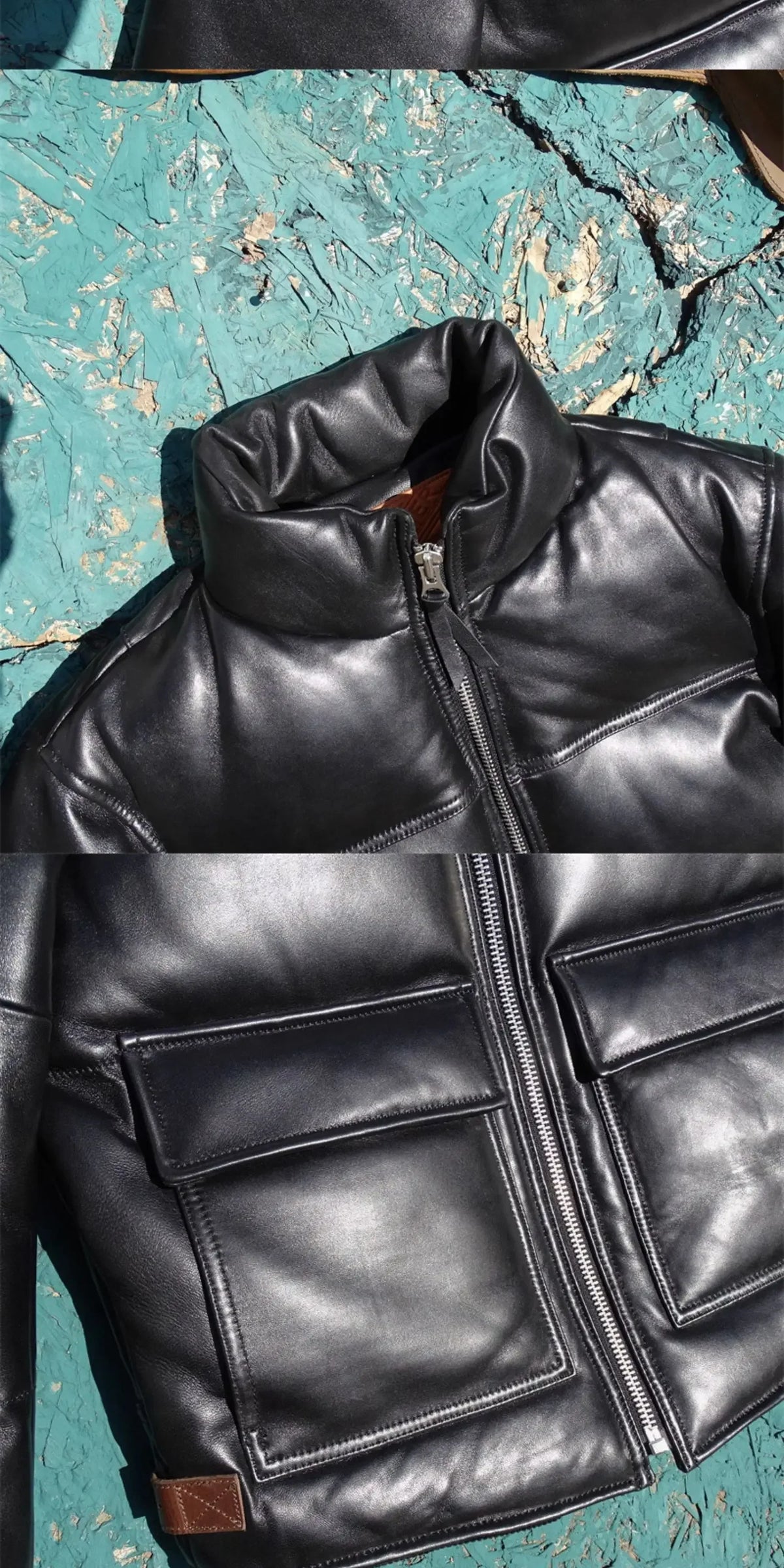 Tailor Brando Full-Grain Sheepskin Men's Winter Warm Short-Length Genuine Leather Down Jacket Tailor Brando