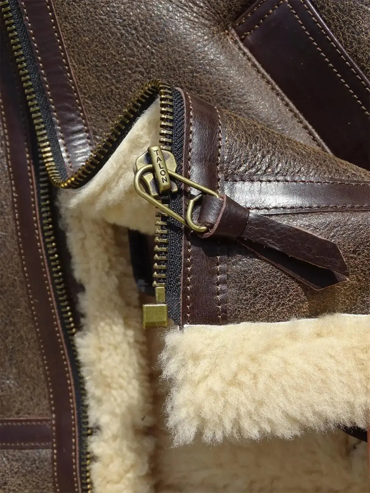Tailor Brando Original Sheep Shearling Classic B6 Pilot Jacket Men's Warm Winter Genuine Fur Leather Jacket Tailor Brando