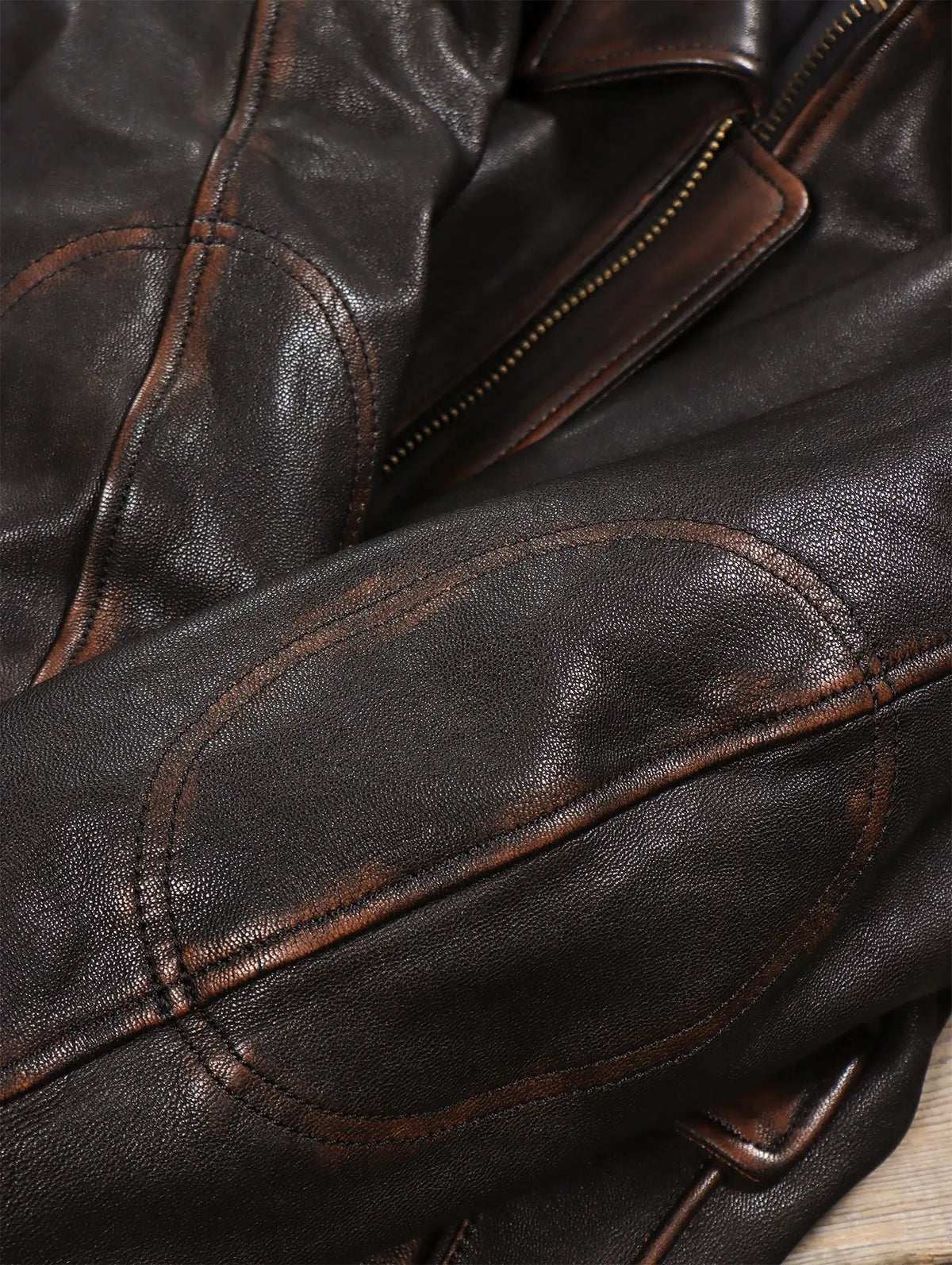 Tailor Brando Vegetable-Tanned Water-Based Tea-Core Goatskin American Vintage Aviator Jacket Men's Genuine Leather Lapel Jacket Tailor Brando