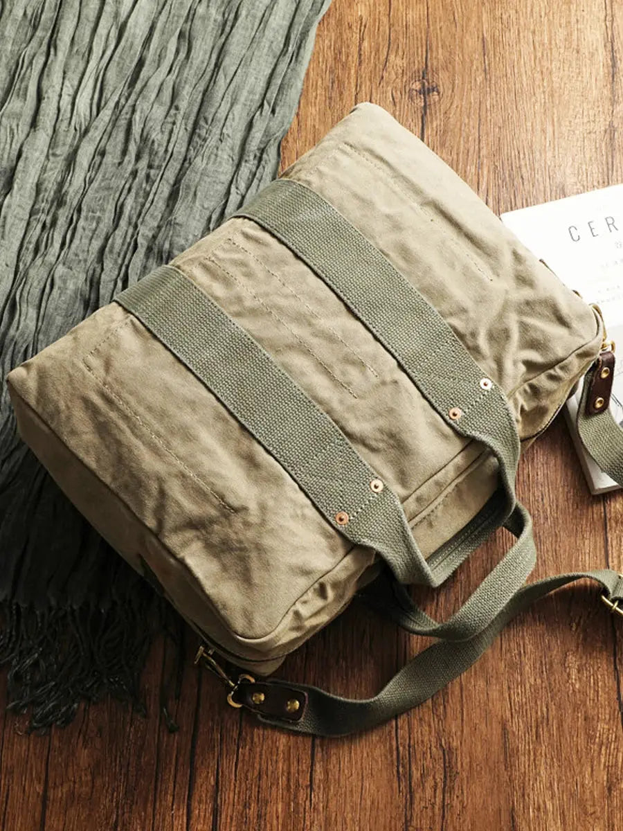 Tailor Brando Vintage Distressed Canvas Tote Travel Bag Outdoor Casual Large Capacity 47*35*18cm Single-Shoulder Crossbody Bag Tailor Brando