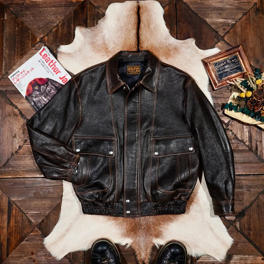 Tailor Brando Italian Sheepskin Oversized Men's Genuine Leather Vintage Jacket Tailor Brando