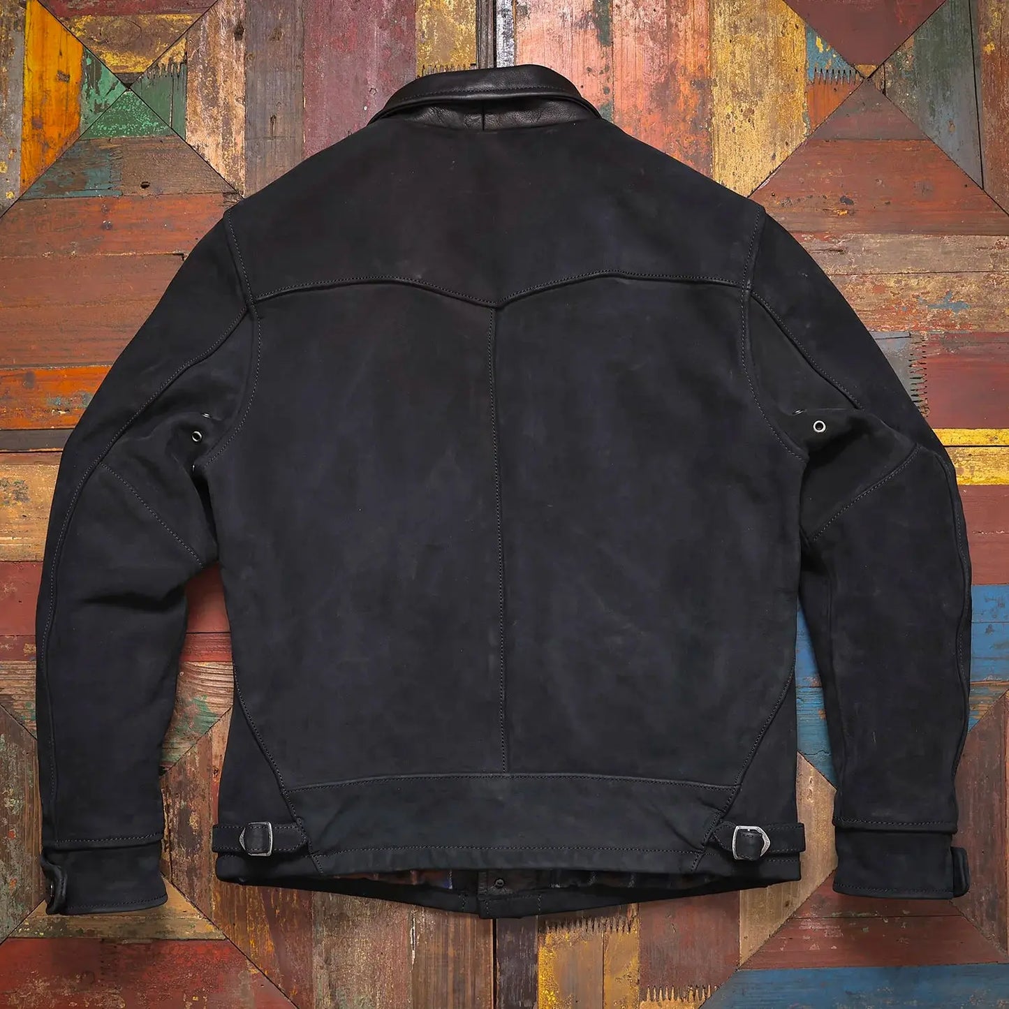 Tailor Brando Uncoated Brushed Cowhide American Western-Style Lapel Men's Genuine Leather Denim Jacket Tailor Brando