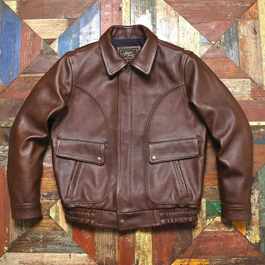 Tailor Brando Full Grain Aged Cowhide Men's Loose Fit Short Genuine Leather Jacket