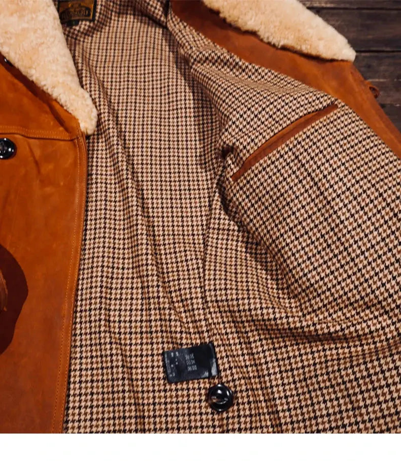 Tailor Brando American Vintage RL Farmer Water Dyed Brushed Finish Cowhide Men's Genuine Leather Double Breasted Jacket Tailor Brando
