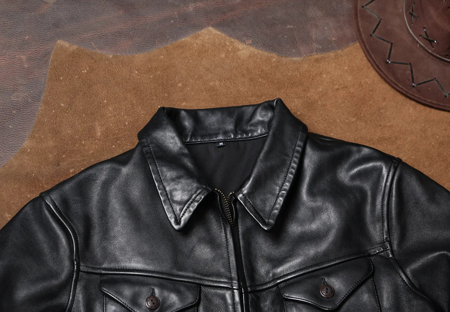 Tailor Brando Batik Horsehide Men's Classic Mendoza Short Genuine Leather Biker Jacket Tailor Brando