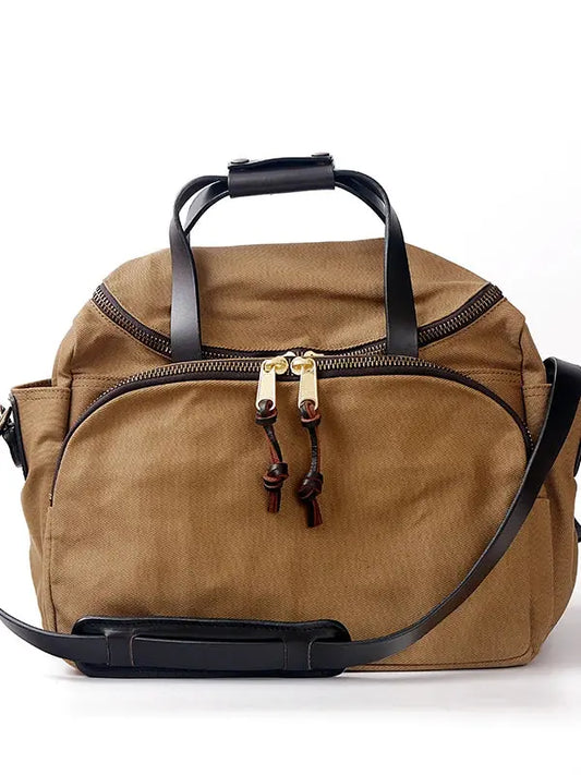 Tailor Brando American Vintage 70266 Heavyweight Oil-Waxed Canvas Men's Briefcase - Water-Resistant Shoulder Bag 39x25x18cm Tailor Brando