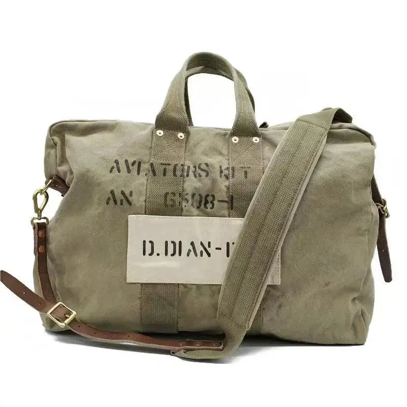 Tailor Brando Vintage Distressed Canvas Tote Travel Bag Outdoor Casual Large Capacity 47*35*18cm Single-Shoulder Crossbody Bag Tailor Brando