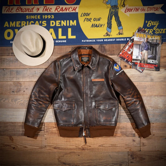 Tailor Brando Replica Eastman*16159 Full Grain Vegetable Tanned Cowhide A2 Bomber Jacket Men's Genuine Leather Jacket