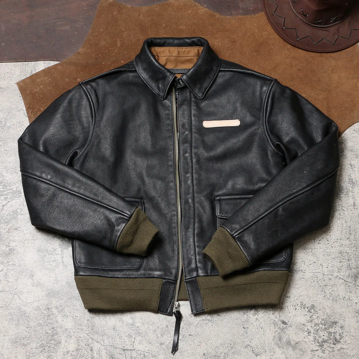 Tailor Brando 1.5mm Distressed Cowhide Men's Classic A-2 Vintage Aviator Genuine Leather Jacket Tailor Brando
