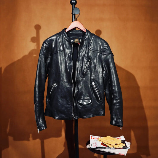 Tailor Brando Washed Vegetable-Tanned Sheepskin Men's Classic Venom Vintage Genuine Leather Biker Jacket Tailor Brando