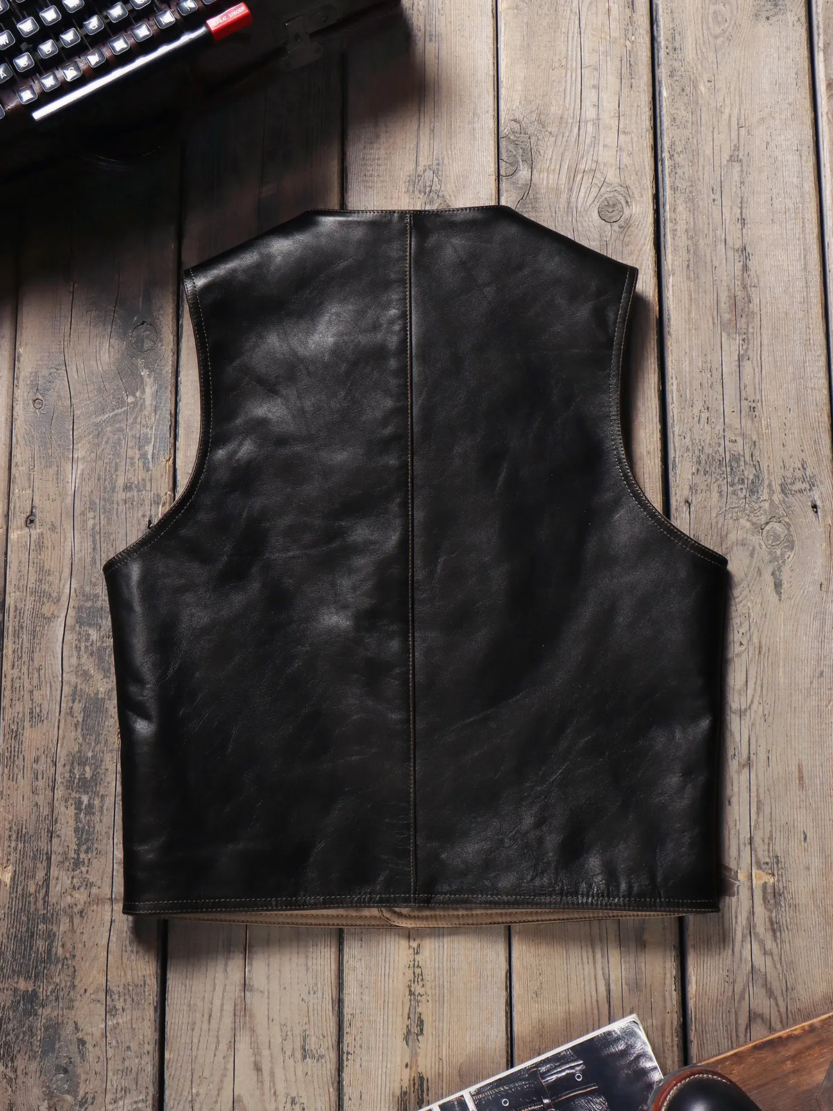 Tailor Brando 1.2mm Teacore Horsehide American Retro Men's Distressed Genuine Leahter Vest Tailor Brando